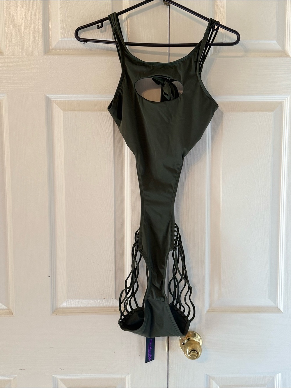 Women’sOlive Green One-Piece Swimsuit with Braided Sides